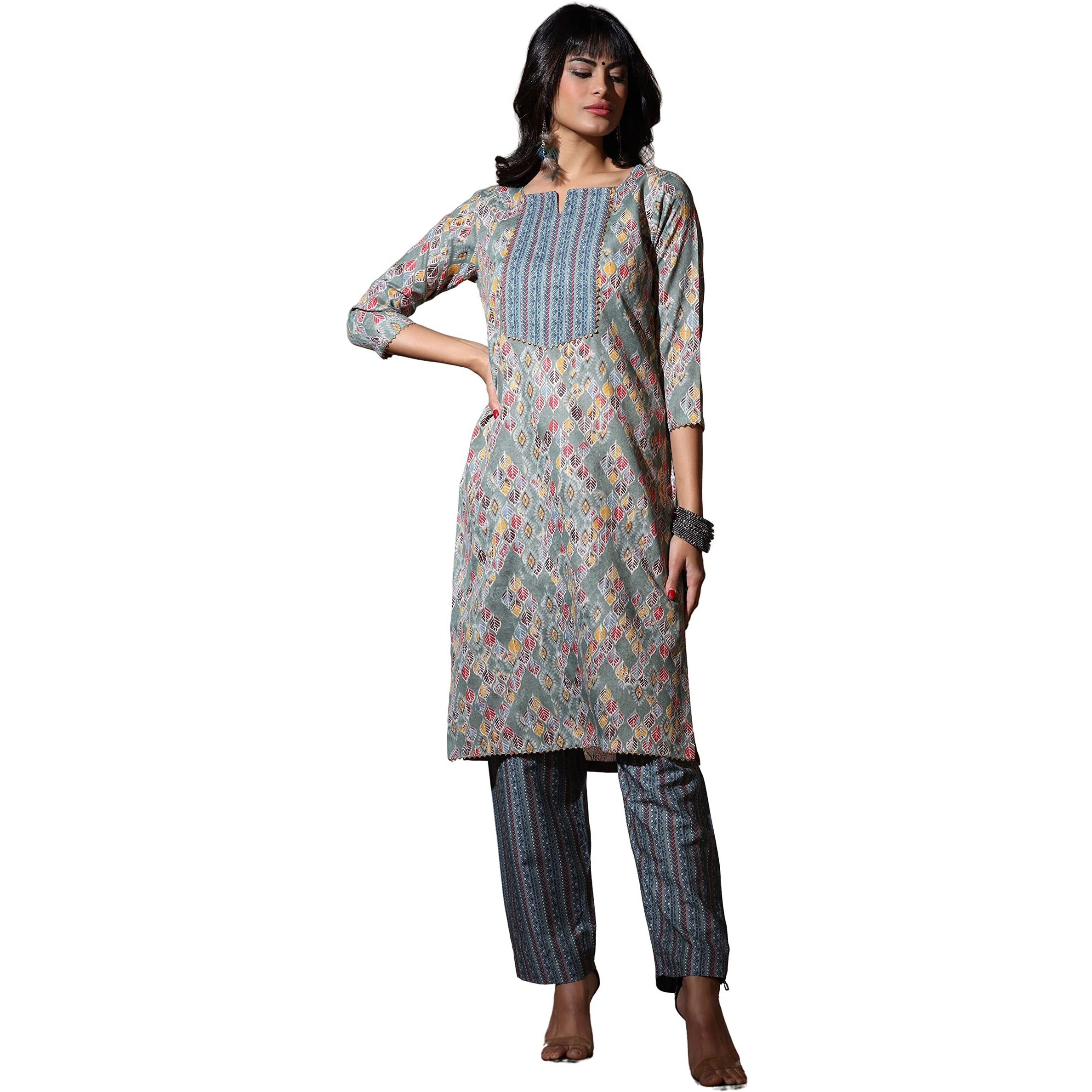 Om Sai Latest Creation Kurta For Women || Cotton Fully Stitched Motifs Pattern Foil Printed Straight Kurta For Ladies || Cotton Printed Kurtas For Women || Gift For Women. (Xxx-Large, Grey)