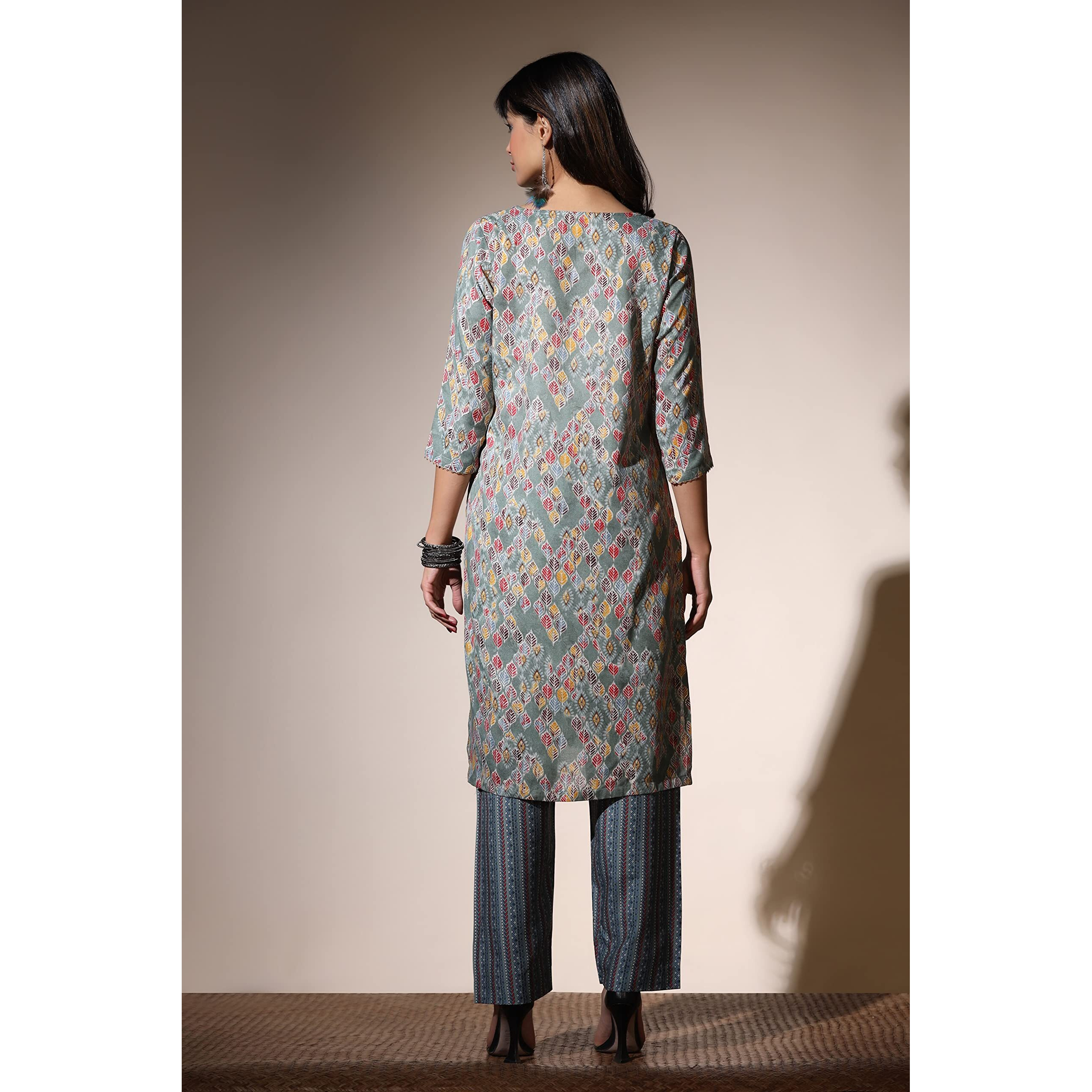 Om Sai Latest Creation Kurta For Women || Cotton Fully Stitched Motifs Pattern Foil Printed Straight Kurta For Ladies || Cotton Printed Kurtas For Women || Gift For Women. (Xxx-Large, Grey)