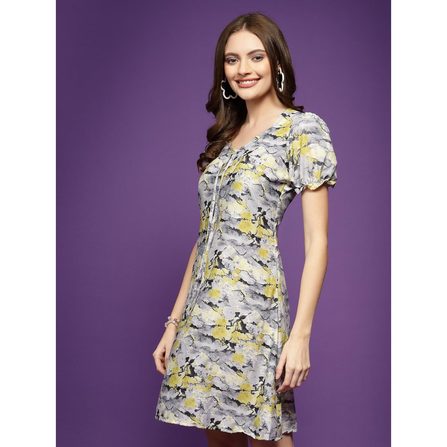 Oomph Women's Crepe Sheath Mini Dress (Md870_Digital Yellow