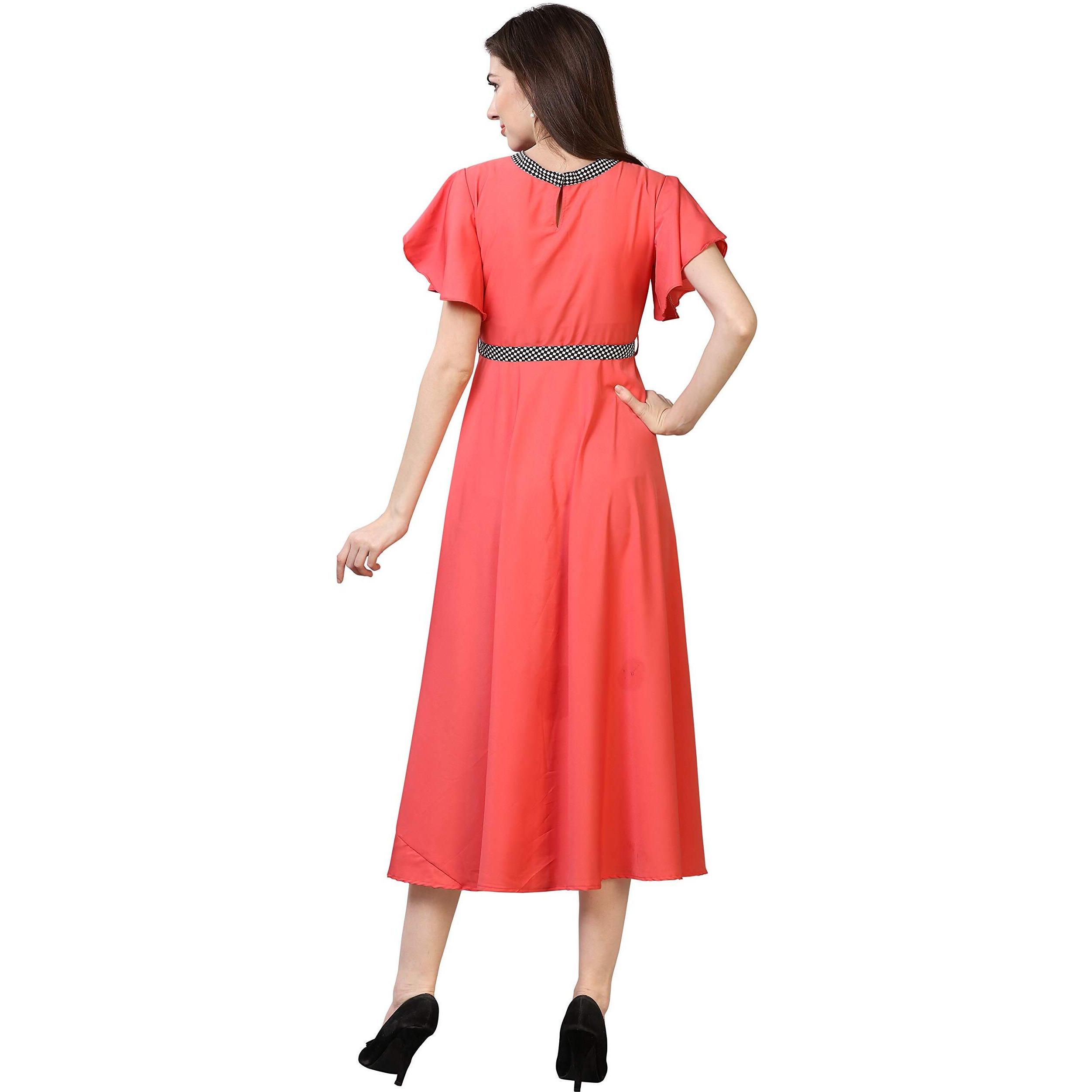 Oomph Women's Western & Fusion Wear Midi Dresses For Women, Beach, Pink - Md66