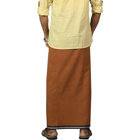 Prakasam Cotton Mens Single (1.28 X 2.00 Mtrs) Colour Thalapathi Border Dhoti/Fine Quality Single Dhoti (Kakki)