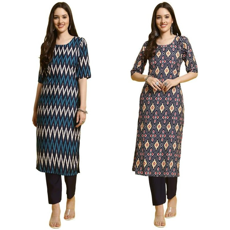 Pinkmint Kurta & Pant Set Ll Printed Kurti Ll Combo Kurta Set Ll (Pack Of 2)