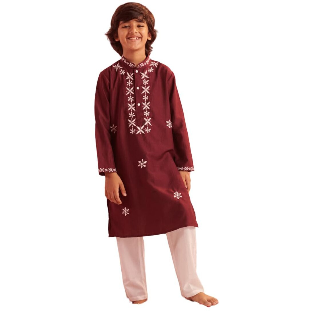 Pspeaches Boys Embroidered Regular Kurta With Pyjamas (10-12Years)