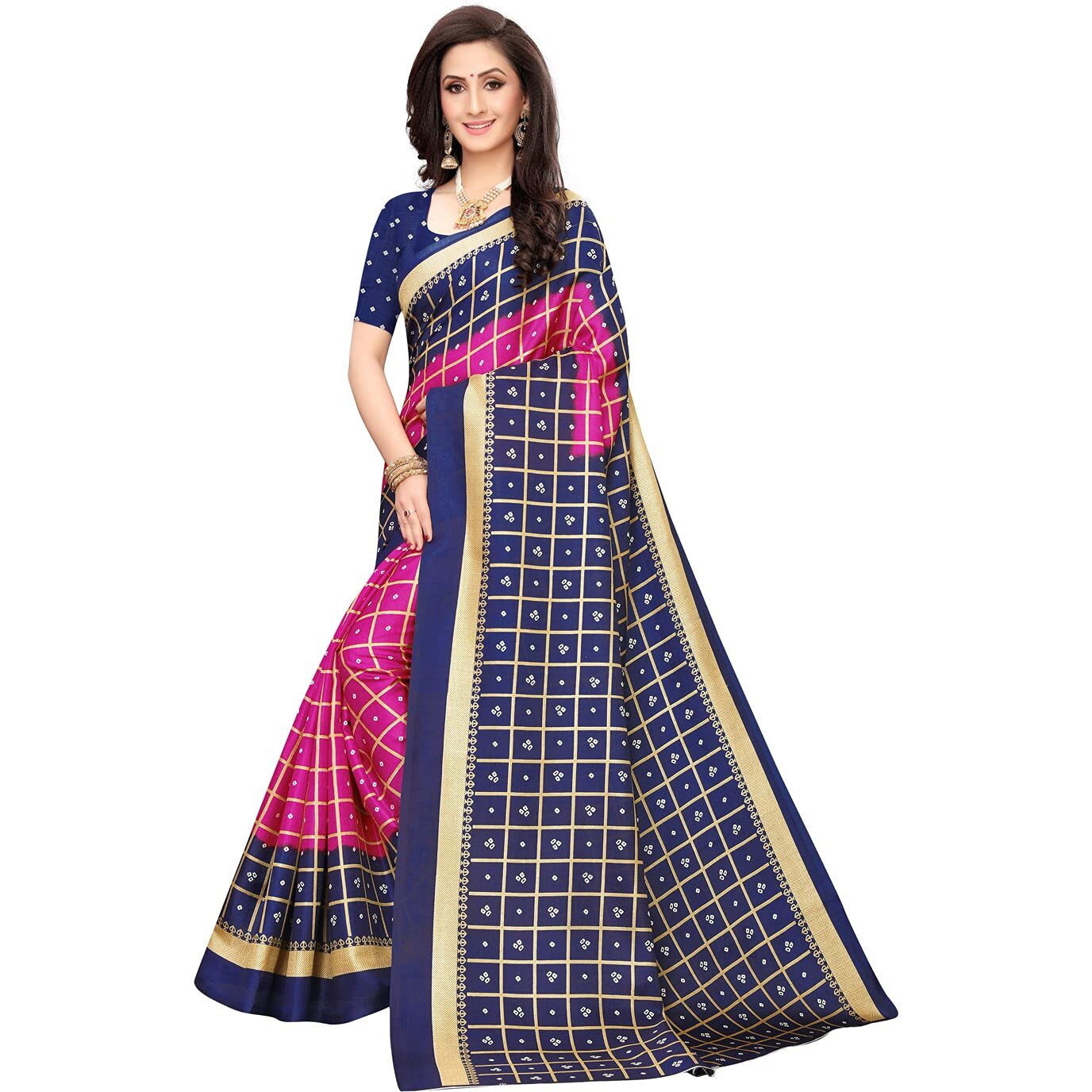 Satrani Women's Art Silk Saree (1159St86A_Navy Blue)