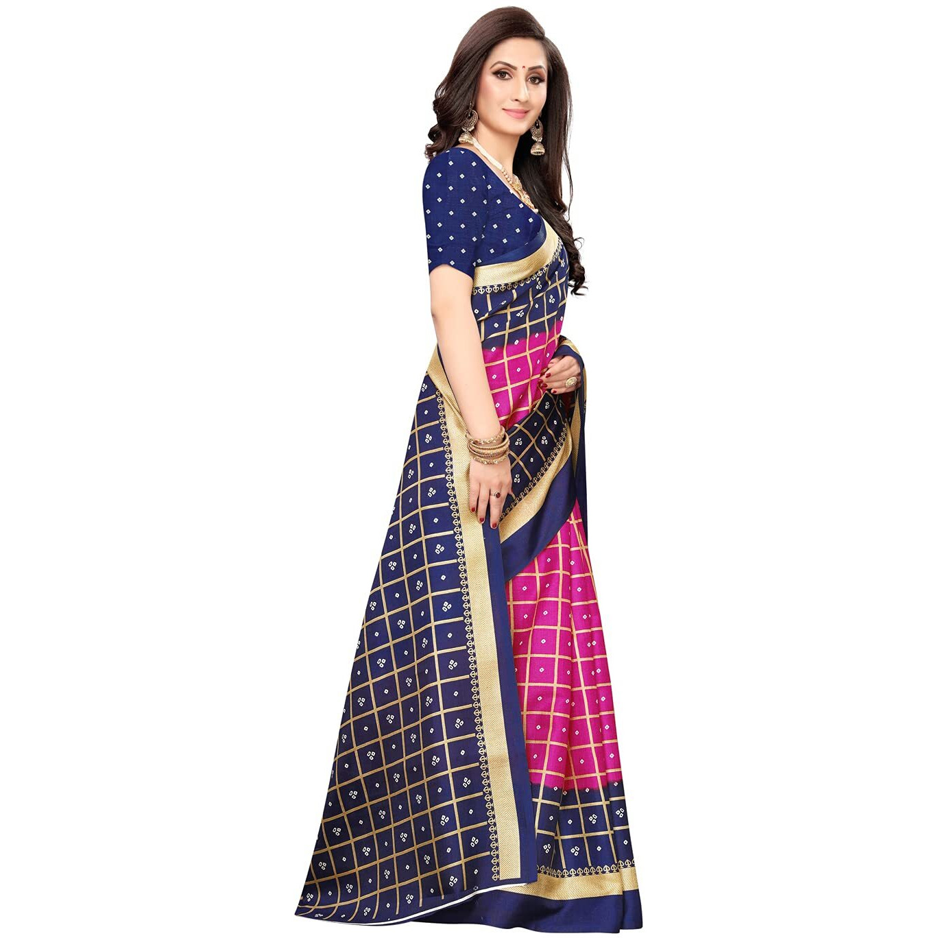 Satrani Women's Art Silk Saree (1159St86A_Navy Blue)