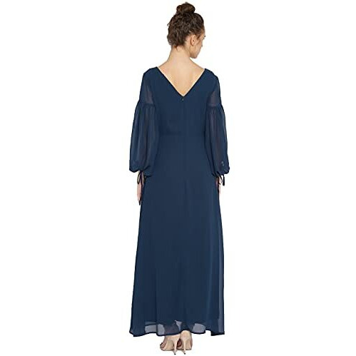 Rare Women's Synthetic A-Line Maxi Dress (Ep2857-S_Navy Blue_S)