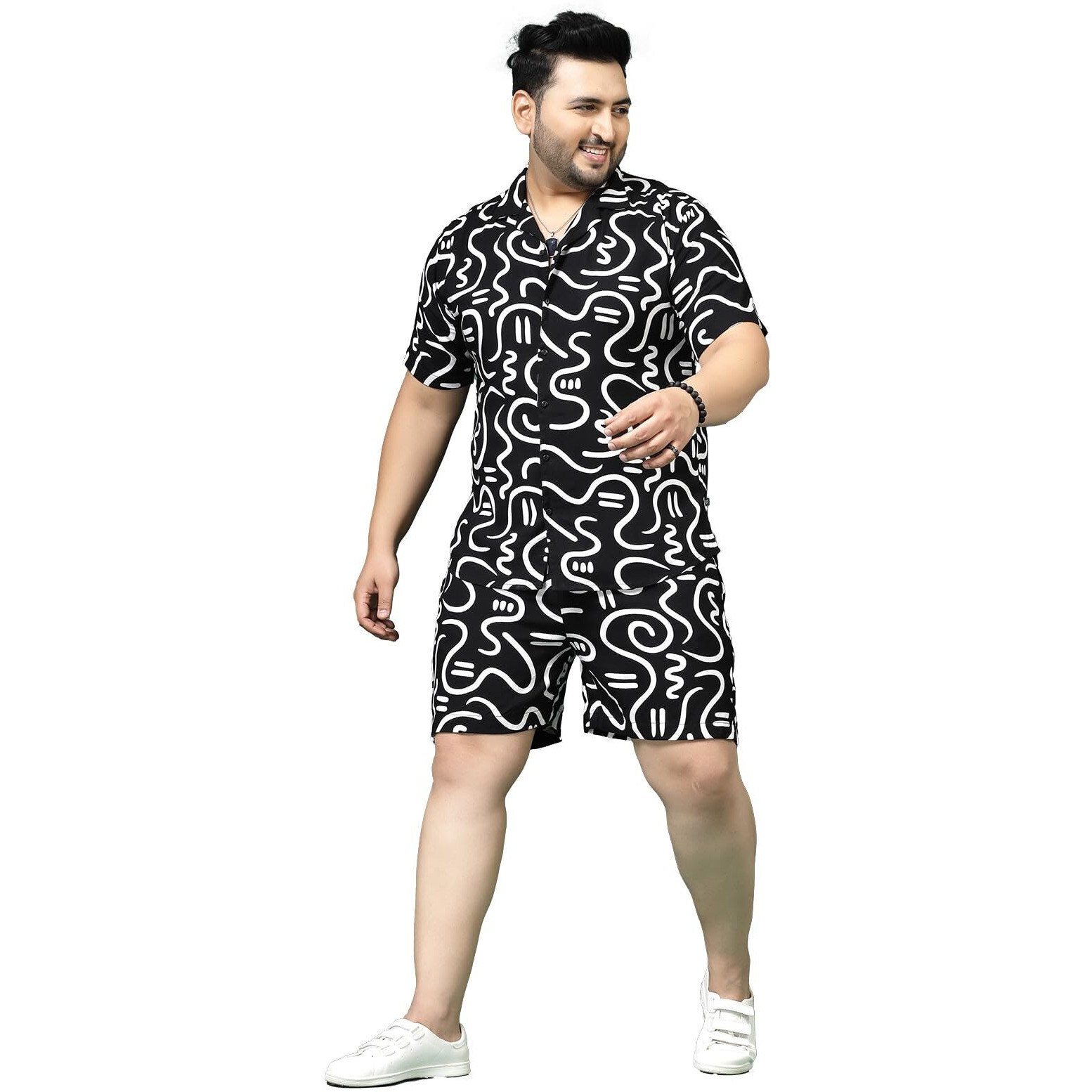 Rigo Printed Co-Ord Set For Men's | Casual Plus Size Shirt & Shorts Night Suit Set | Lounge-Wear Nightdress Pajama Set For Men's | Night Wear, Beach Wear, Vacation Wear Outfit