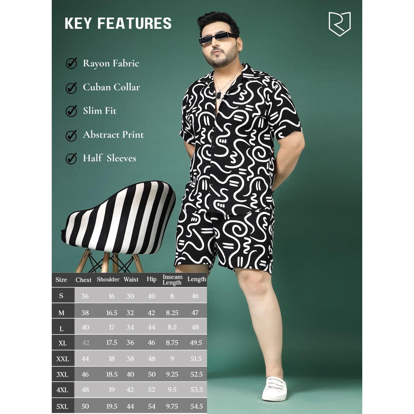 Rigo Printed Co-Ord Set For Men's | Casual Plus Size Shirt & Shorts Night Suit Set | Lounge-Wear Nightdress Pajama Set For Men's | Night Wear, Beach Wear, Vacation Wear Outfit