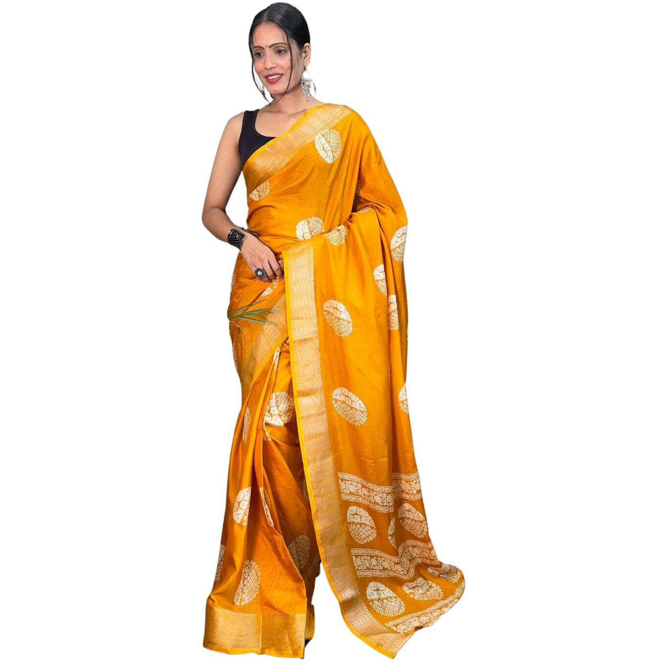 Shiv Textiles Womens Gorgette Zip And Go Pre-Stitched Saree  Effortless Wear & Comfort  Ready To Wear Saree(Sb-St-R-19-Musturd)