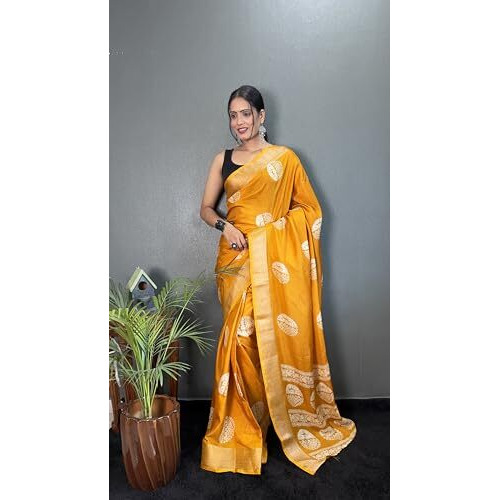 Shiv Textiles Womens Gorgette Zip And Go Pre-Stitched Saree  Effortless Wear & Comfort  Ready To Wear Saree(Sb-St-R-19-Musturd)