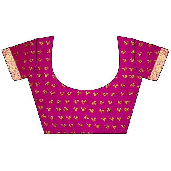 Satrani Women's Lace & Bandhani Printed Chiffon Saree With Unstitched Blouse Piece(2612S2078N_Pink & Orange2)