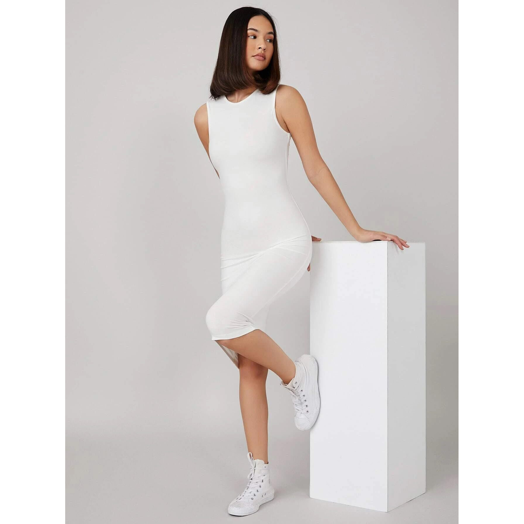 Toochki Dress For Women | Dresses For Women | Women Dress | One Piece Dress For Women |Bodycon Dresses | White Bodycon Fit Dress | Midi Length Dress | Lycra Dress | Beach Outfits For Women