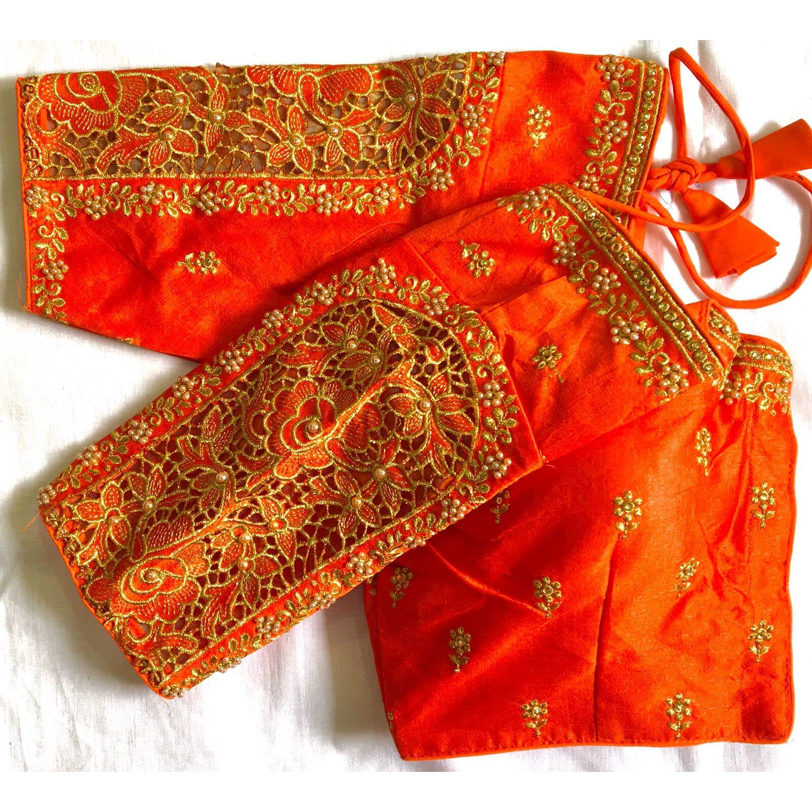 Vihu Fashion Women's Flower Embroidery Sleeves Cut Work Readymade Saree Blouse