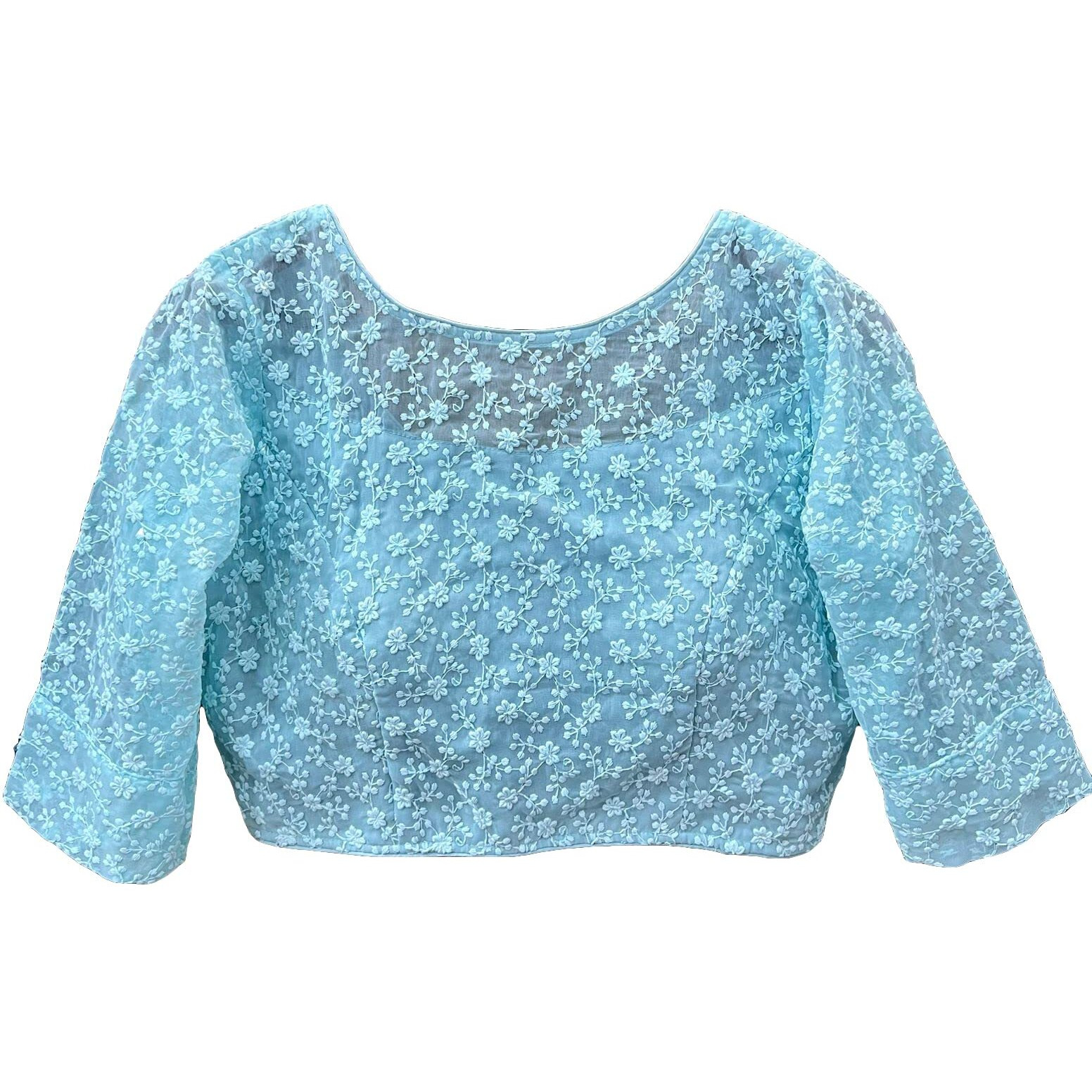 Vihu Fashion Womens Readymade Fancy Sifli Work Half Sleeve Saree Blouse.(Sifli Flower Sea Green_38)
