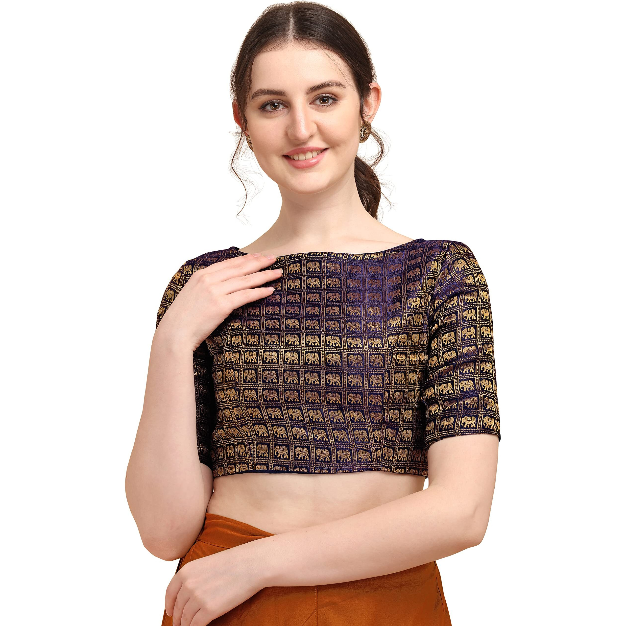 Oomph Jacquard Purple Readymade Blouse For Women - Rbbl133M