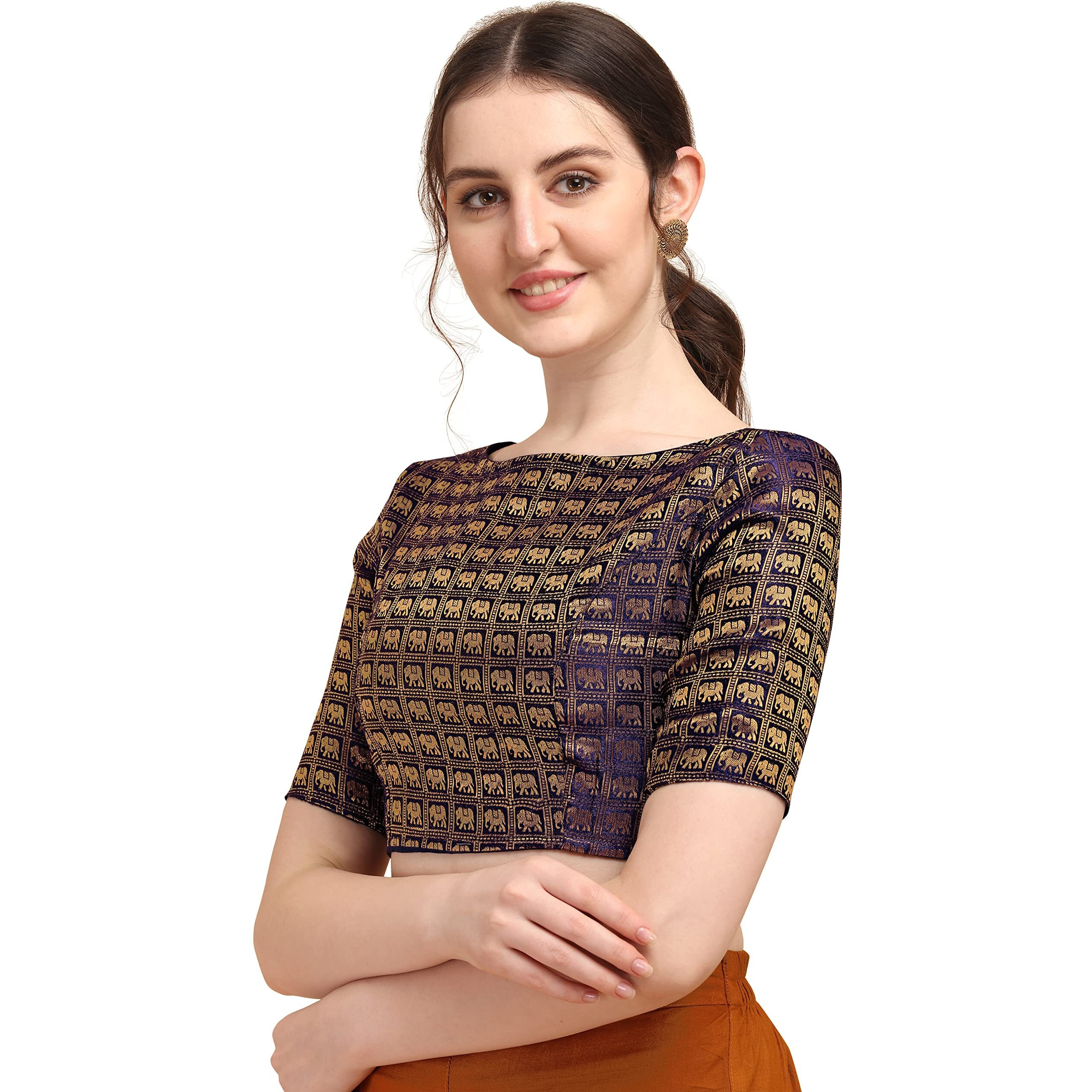 Oomph Jacquard Purple Readymade Blouse For Women - Rbbl133M