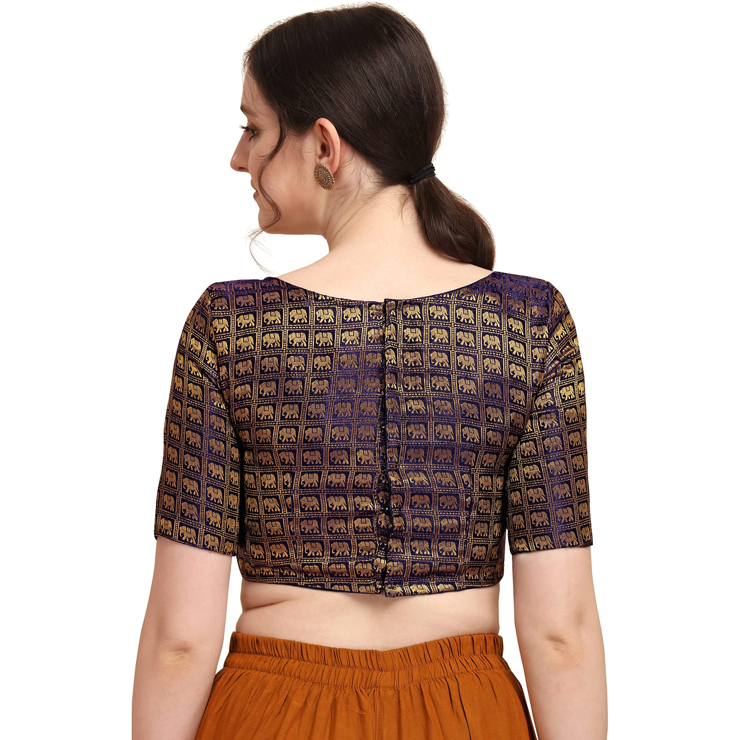 Oomph Jacquard Purple Readymade Blouse For Women - Rbbl133M
