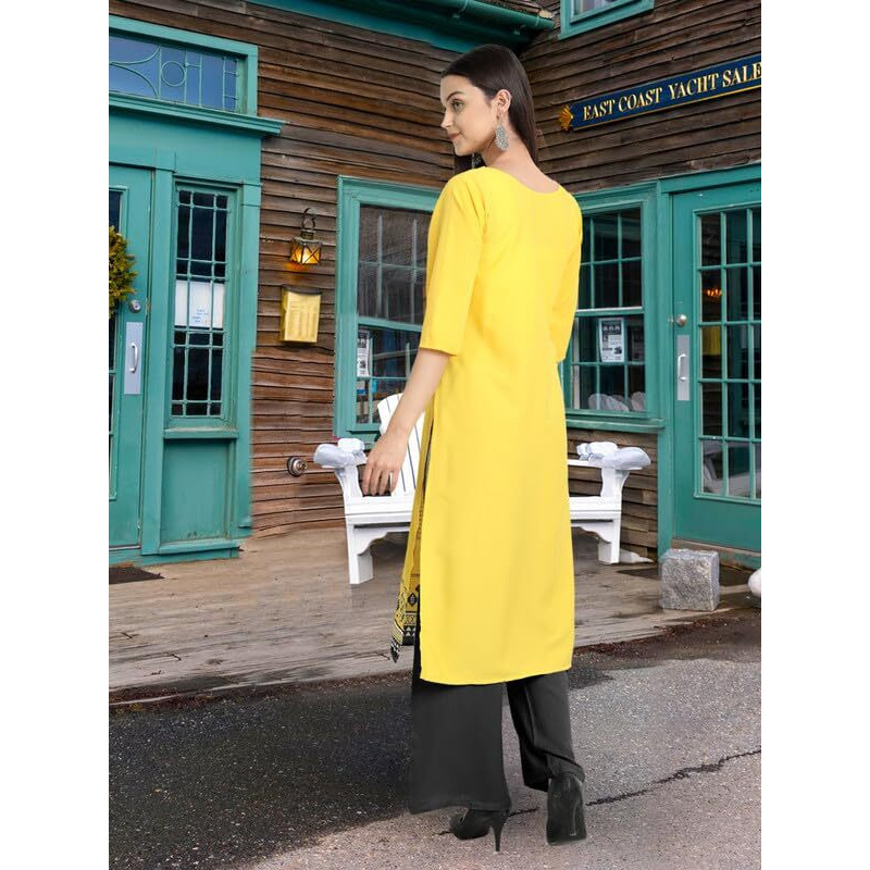 Pinkmint Women's Printed Kurti For Women's Round Neck Straight Kurti For Women (Pack Of 5)