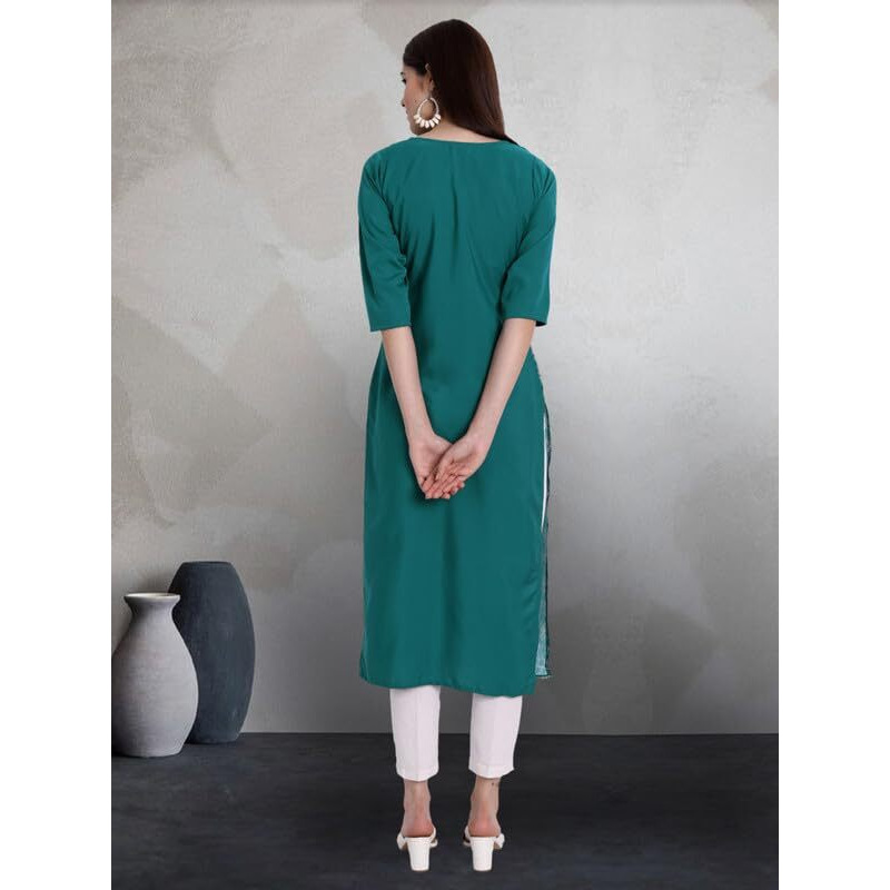 Pinkmint Elegant Printed Crepe Kurti's For Women's Ll Fashionable Kurti Ll Stright Round Neck Kurti (Pack Of 6)