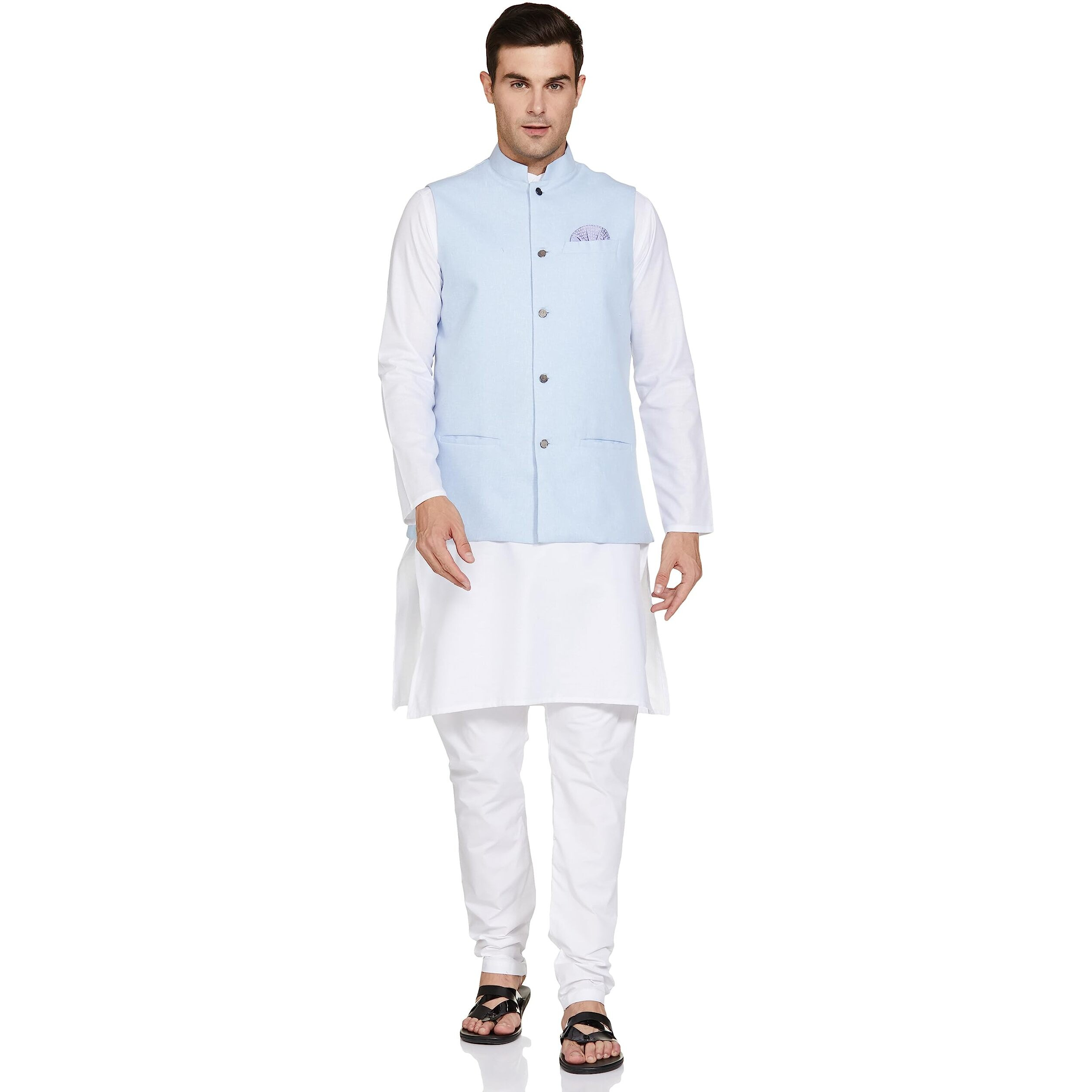 Be Active Men's Solid Linen Blend Kurta Pyjama 3 Piece Set || Men Kurta Pajama With Modi Jacket || Kurta Pajama Nehru Jacket For Men (C-Rfkt0001-12-Set-Xxl)