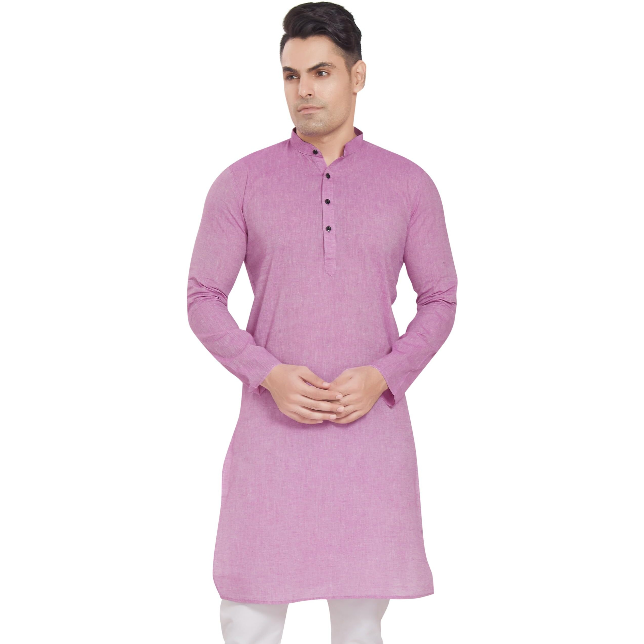 Divisive Men's Pure Cotton Only Regular Fit Long Kurta (Dkrt312_Xxl_Lavendar)
