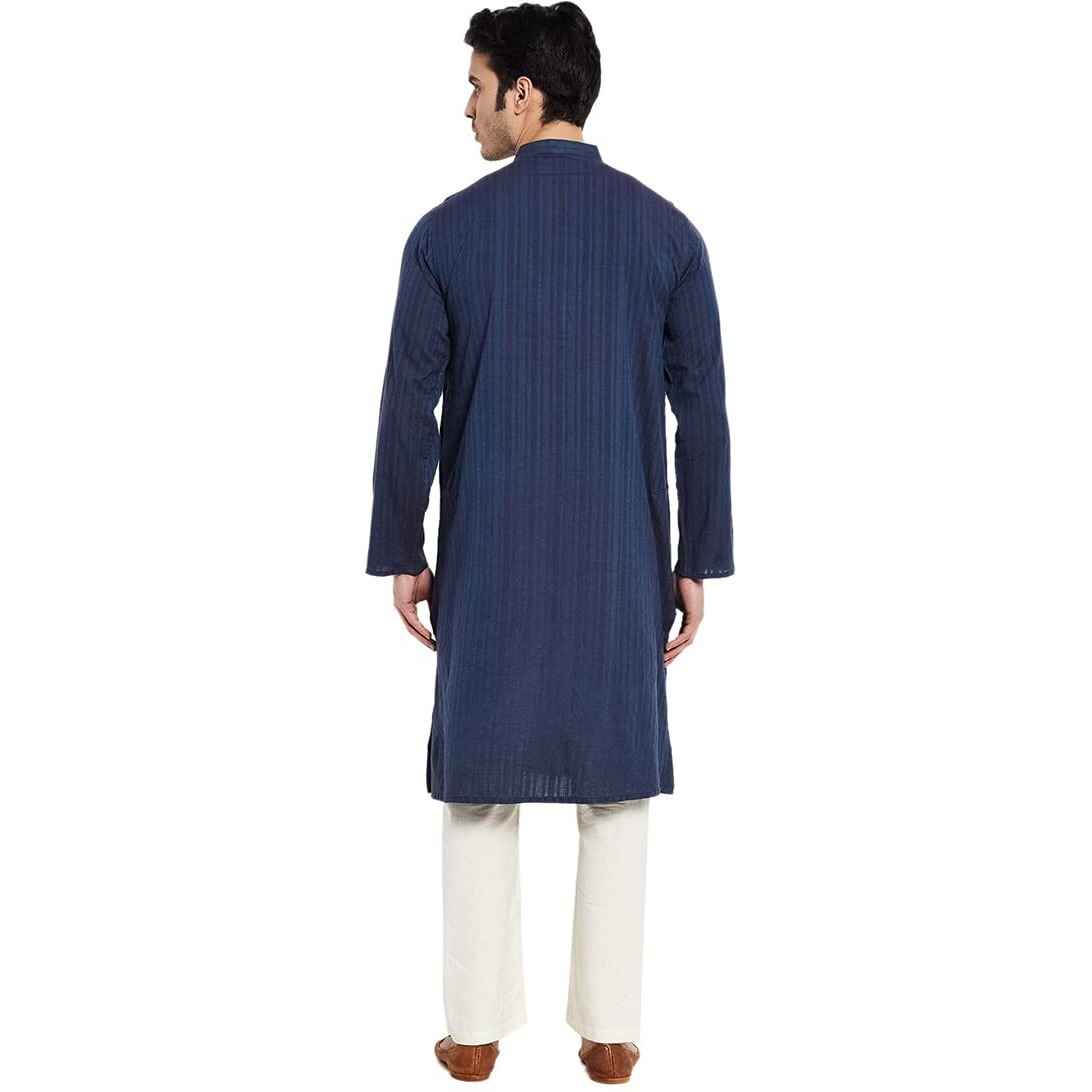 Fabindia Men's Cotton Relaxed Kurta (10707849_Blue_Xs)