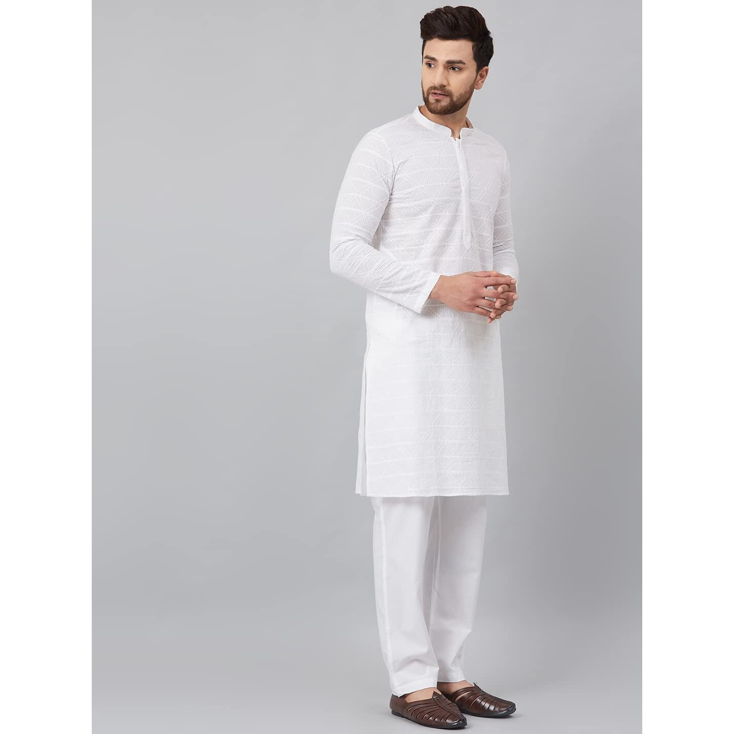 See Designs Cotton Regular Mens Kurta (14180296_White_M)