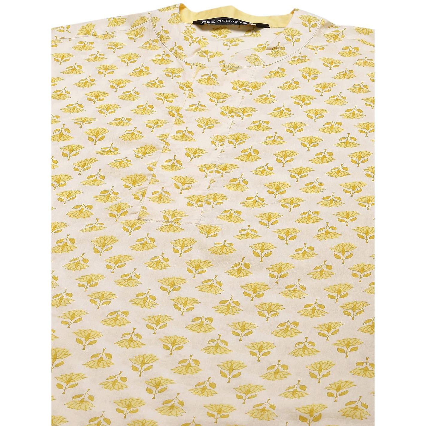 See Designs Yellow Cotton Regular Fit Printed Kurta_Sdkt1077M