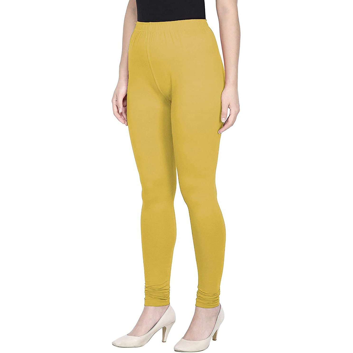 Shasmi Women's Stretch Leggings Chudidar Yellow 10_Sunflower M