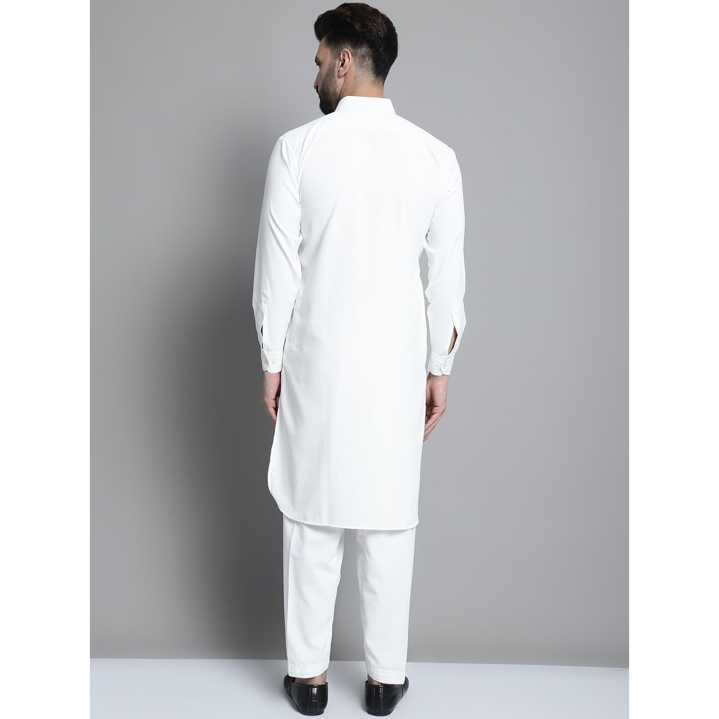 Jompers Men's Cotton Solid Pathani Kurta With Salwar (White, M)