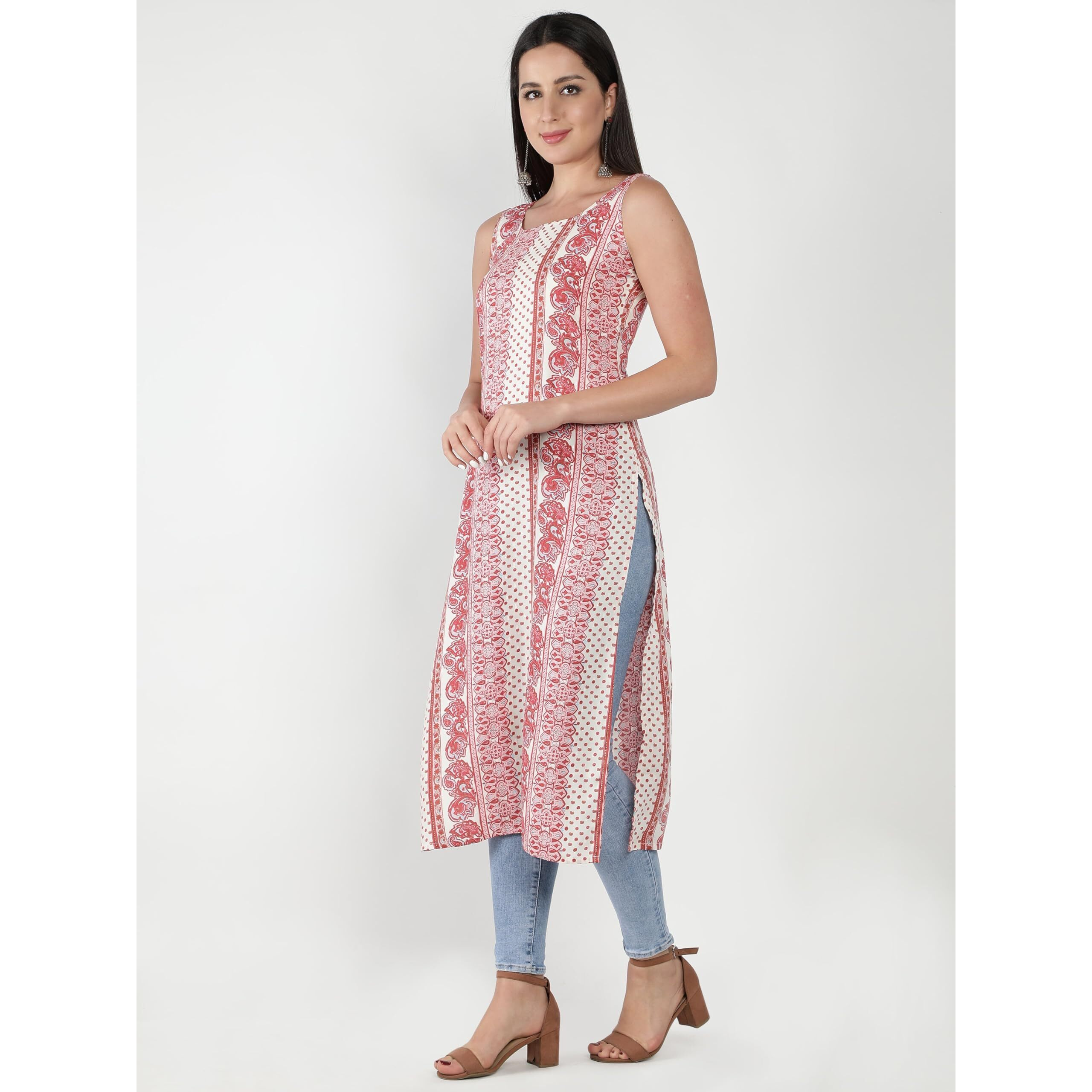 Patlani Women's Crepe Full Stitched Kurti. White