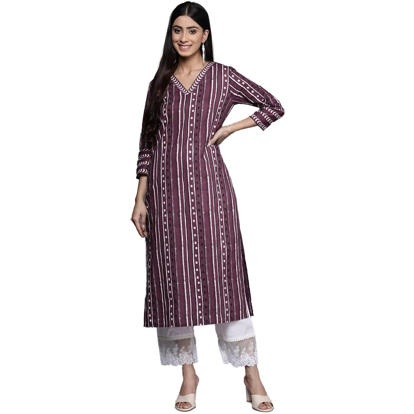 Varanga Women's Cotton Kurta (Vkur1106_Purple