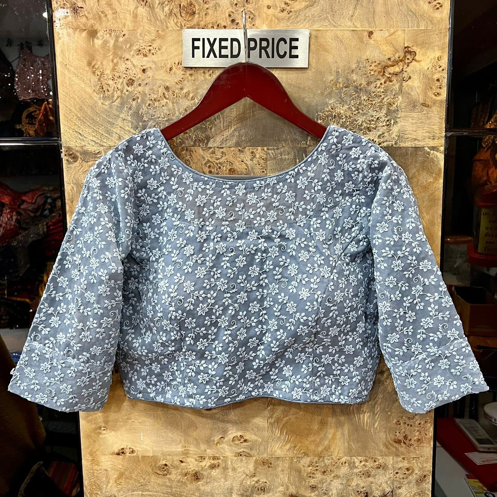 Vihu Fashion Womens Readymade Fancy Sifli Work Half Sleeve Saree Blouse.(Sifli Flower Grey_38)