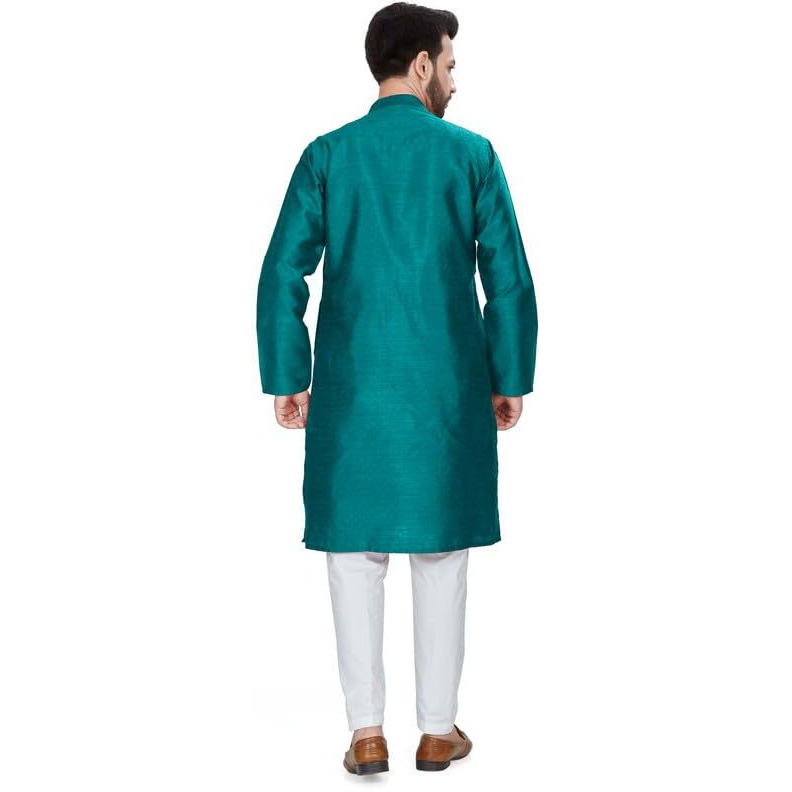 Be Active Men's Traditional Self Design Pattern Full Sleeves Kurta || Cotton Kurta For Men || Men Kurta For Wedding || Kurta For Men (My0017 2 L/42) Ocean Blue