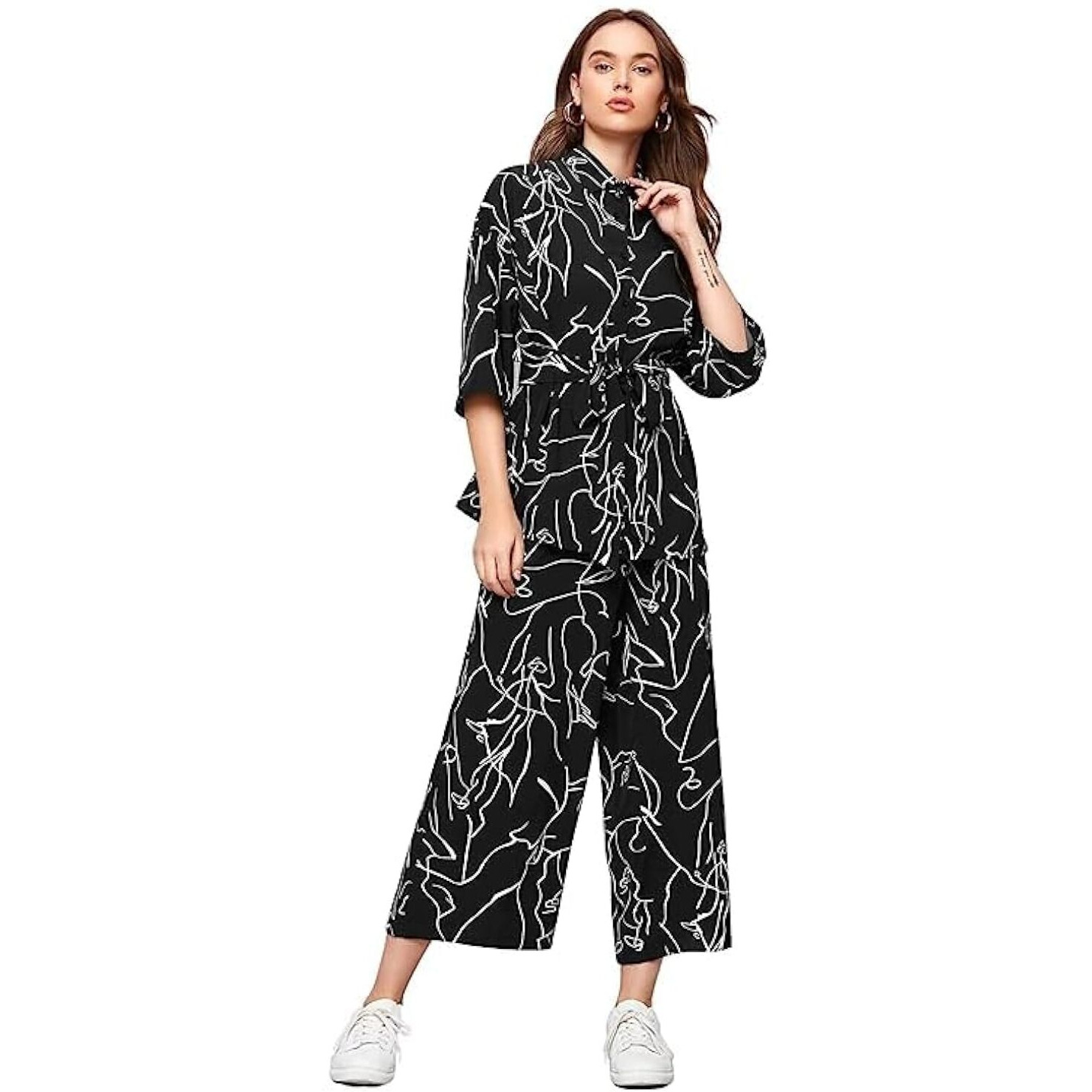 Dhruvi Trendz Womens Rayon Co-Ord Set Regular Fit Night Dress (Dt-W1695&Tr791_Black_Xs)