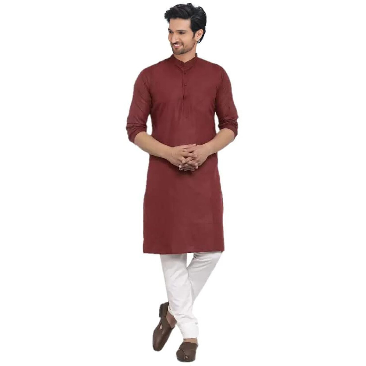 Lookmark Men's Cotton Blend Yellow Straight Kurta(Kurta 02-L_)