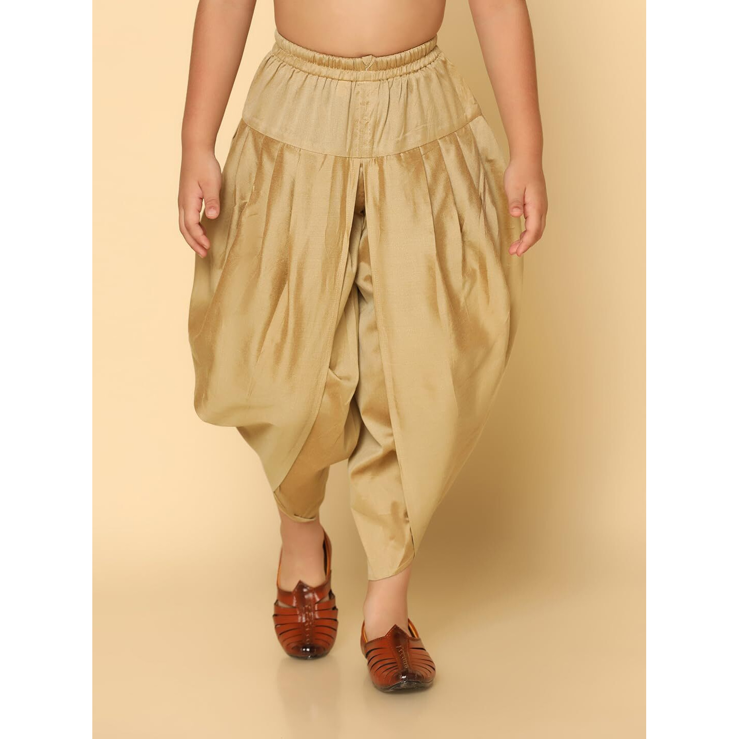 Kisah Kid's Ethnic Wear Solid Straight Fit Gold Dhoti (3-4Y)