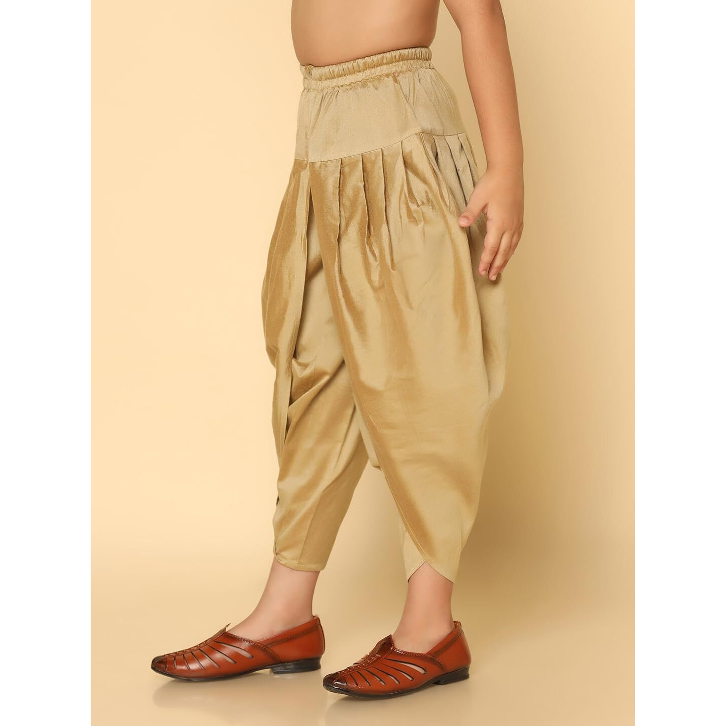 Kisah Kid's Ethnic Wear Solid Straight Fit Gold Dhoti (3-4Y)