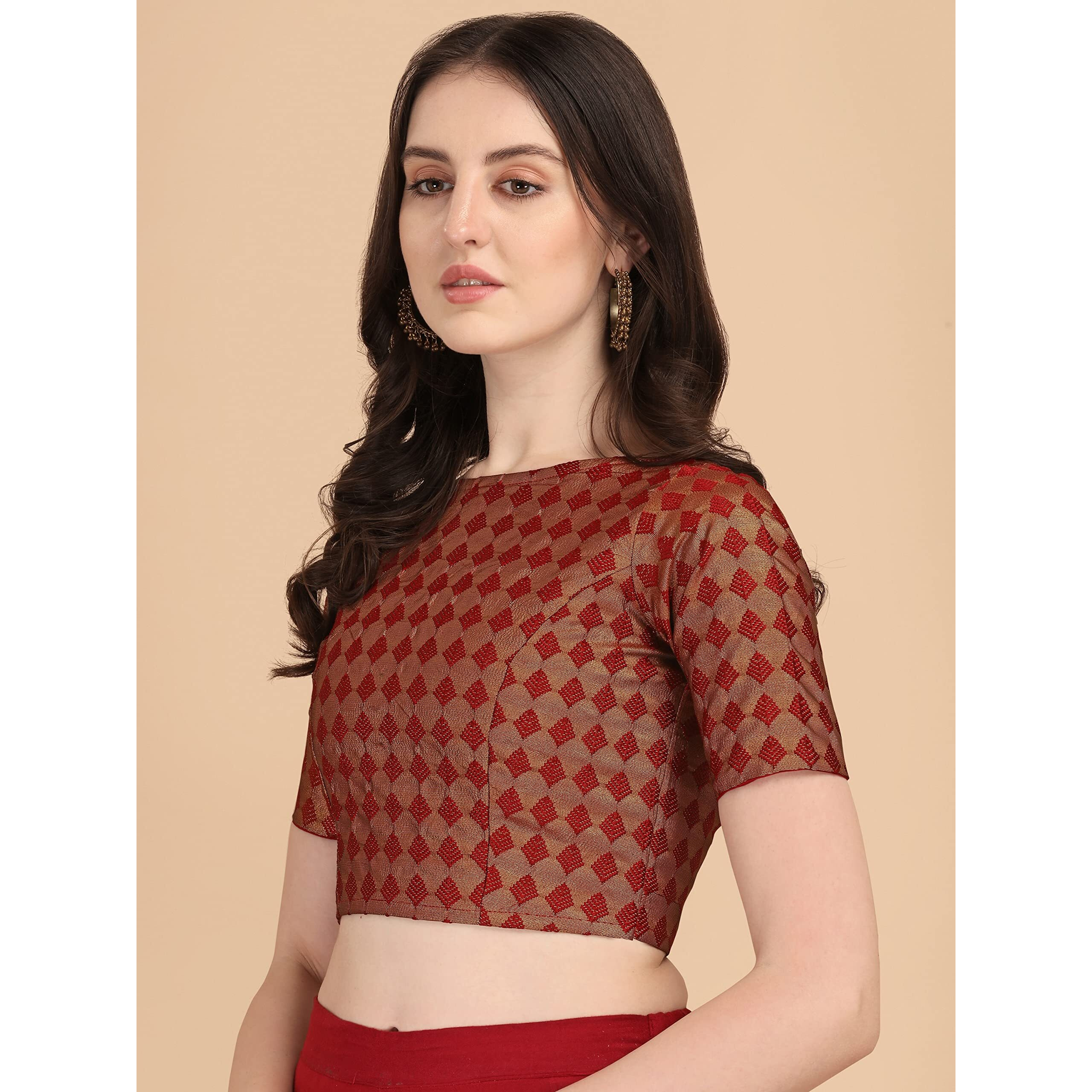 Oomph Womens Jacquard Boat Neck Blouse - Rbbl218M