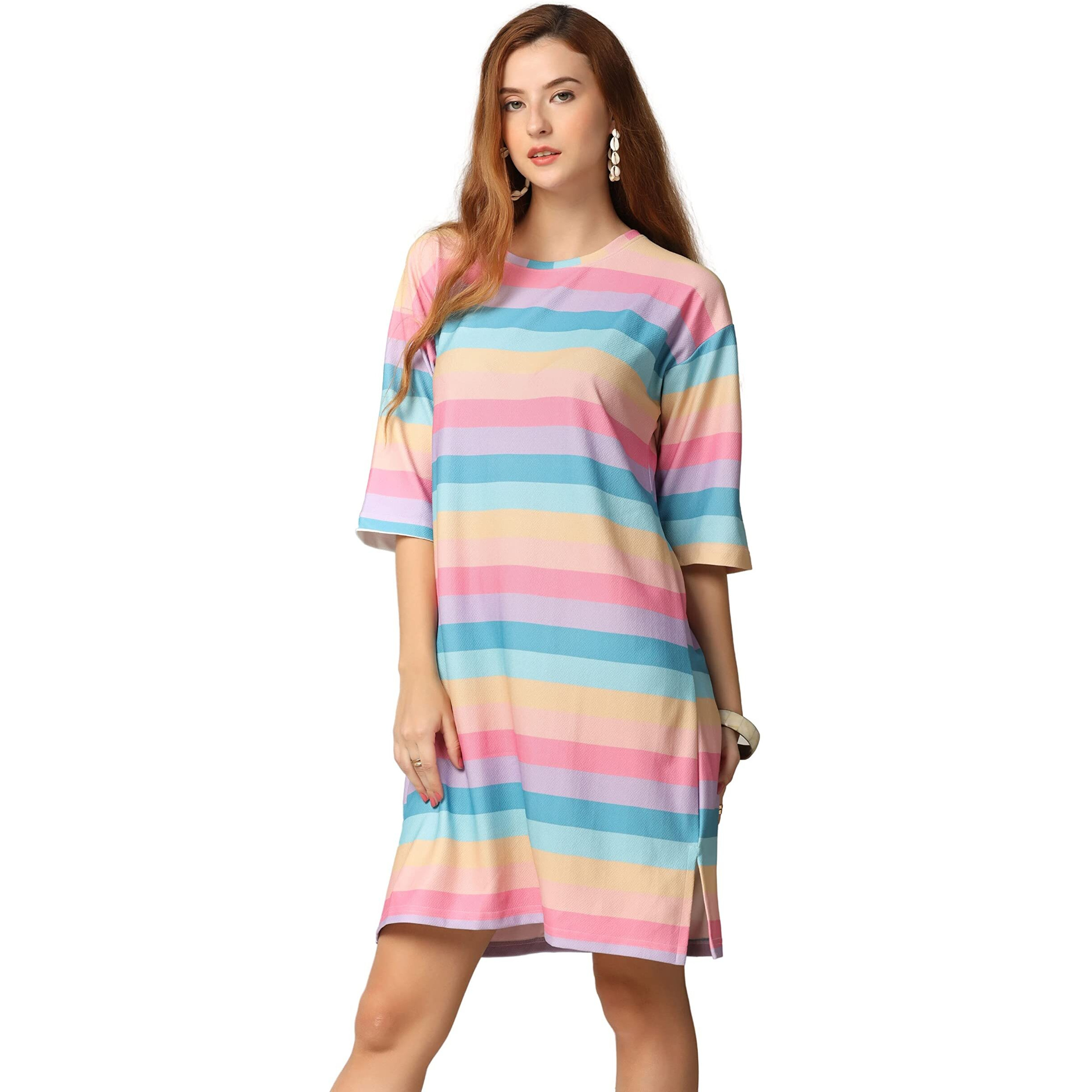 Om Sai Latest Creation Western Dresses For Women | Short A-Line Dress For Girls | Midi Dress For Women Dress For Women (Multicolour_X-Large)