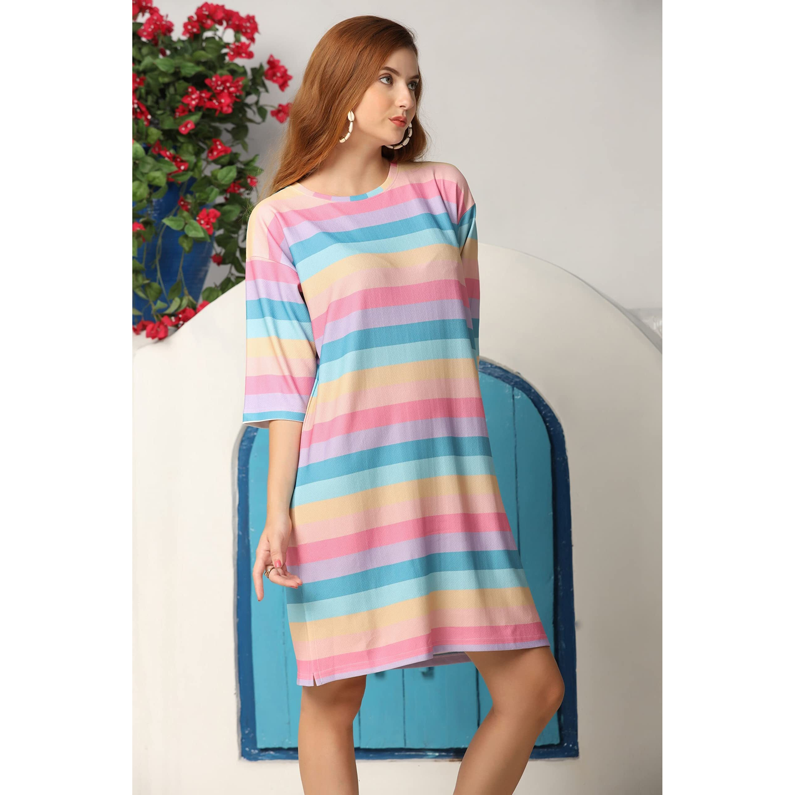 Om Sai Latest Creation Western Dresses For Women | Short A-Line Dress For Girls | Midi Dress For Women Dress For Women (Multicolour_X-Large)