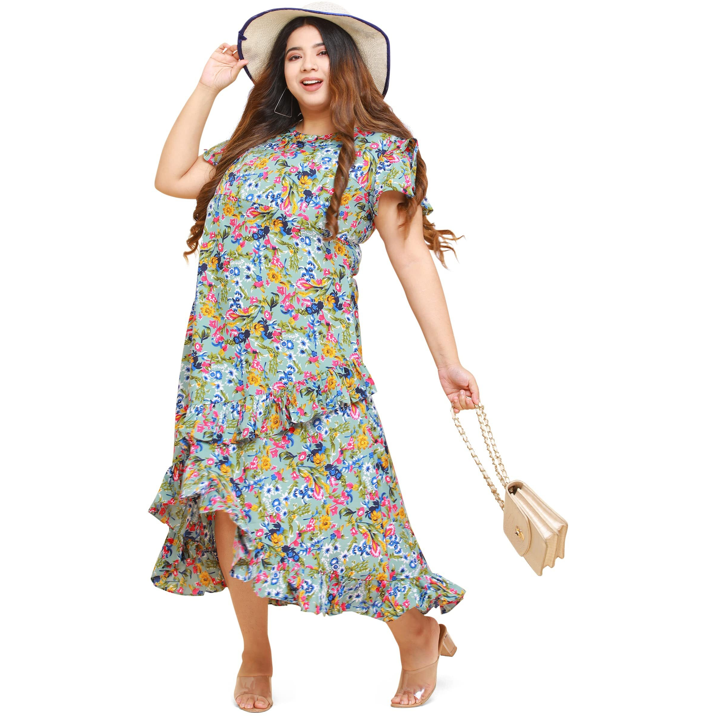 Oomph Women's Western & Fusion Wear Crepe Wrap Maxi Dress - Green