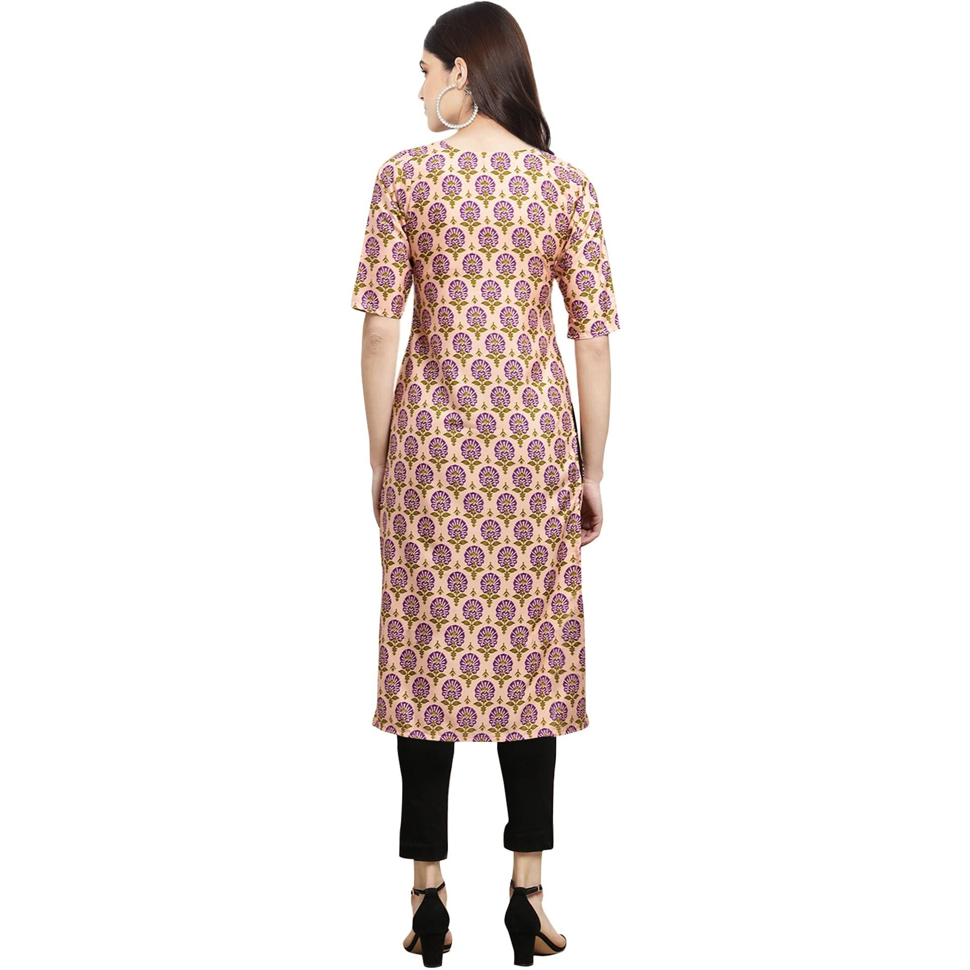 Pinkmint Women's Crepe Digital Print Straight Kurta [Pack Of 6](Qv-332-333-339-347-350-346-M)