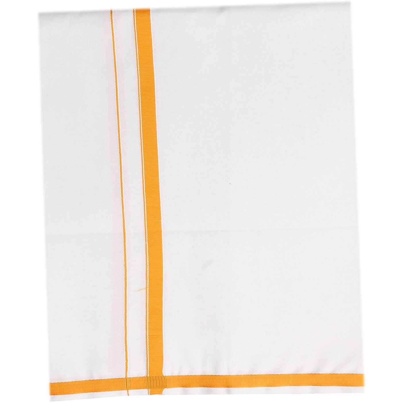 Prakasam Cotton Fantacy Men's White Dhoti With Orange Barder (1.26 X 2.00 Meter)
