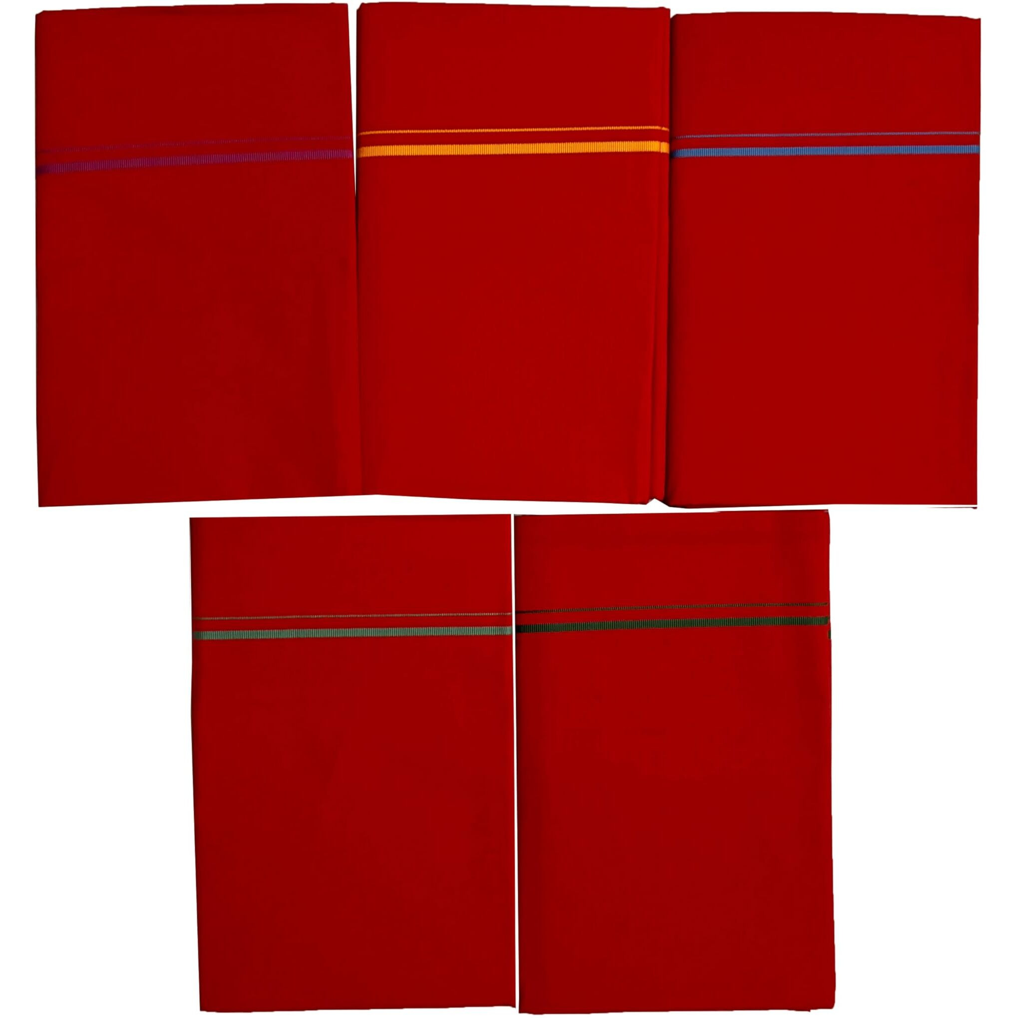 Prakasam Cotton Mens Single Colour Dhoti/Single Mundu/1.28X2.00 Meter Single Dhoti (Red)