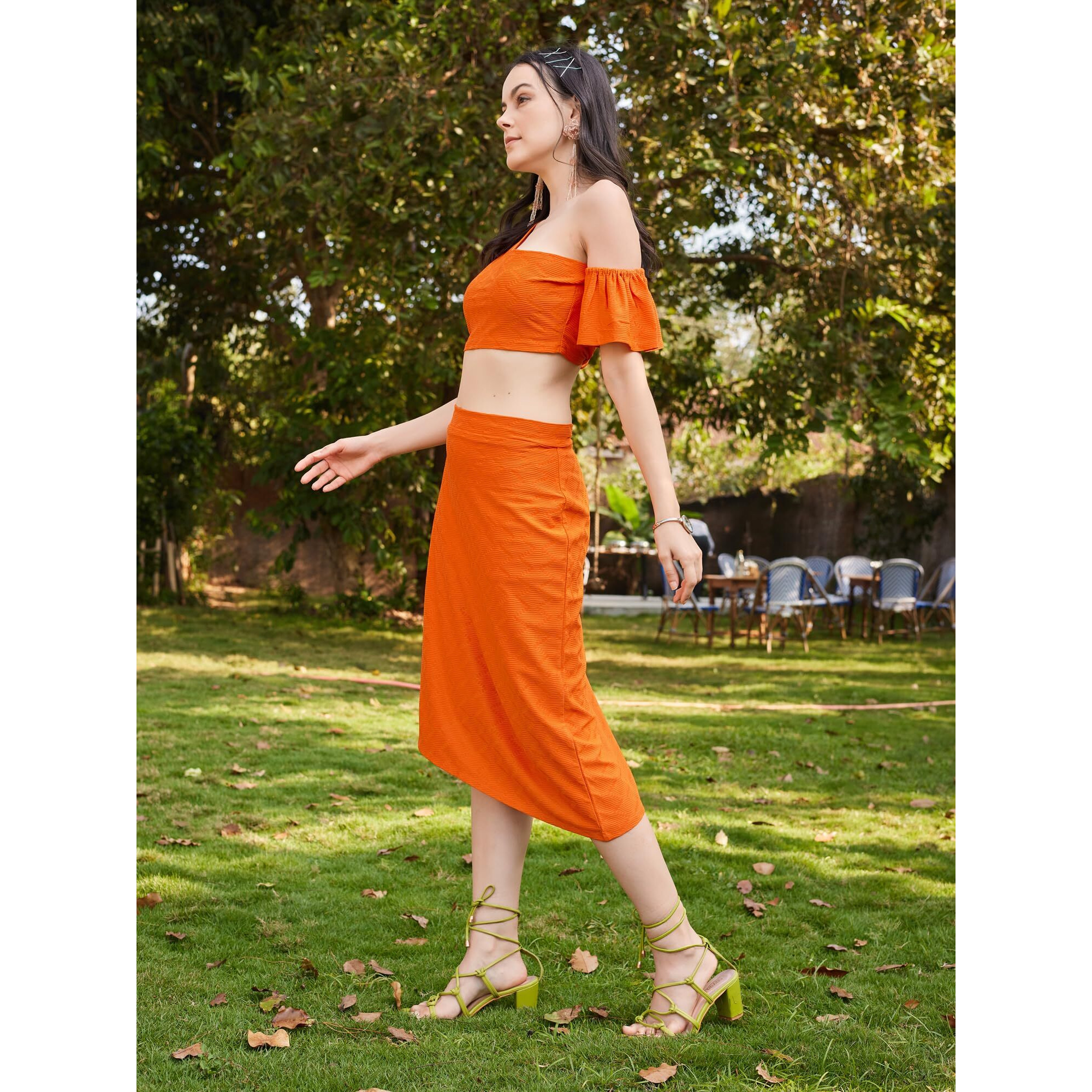 Purvaja Womens Midi Co-Ords (Luna-011-Orange_Orange_Medium)