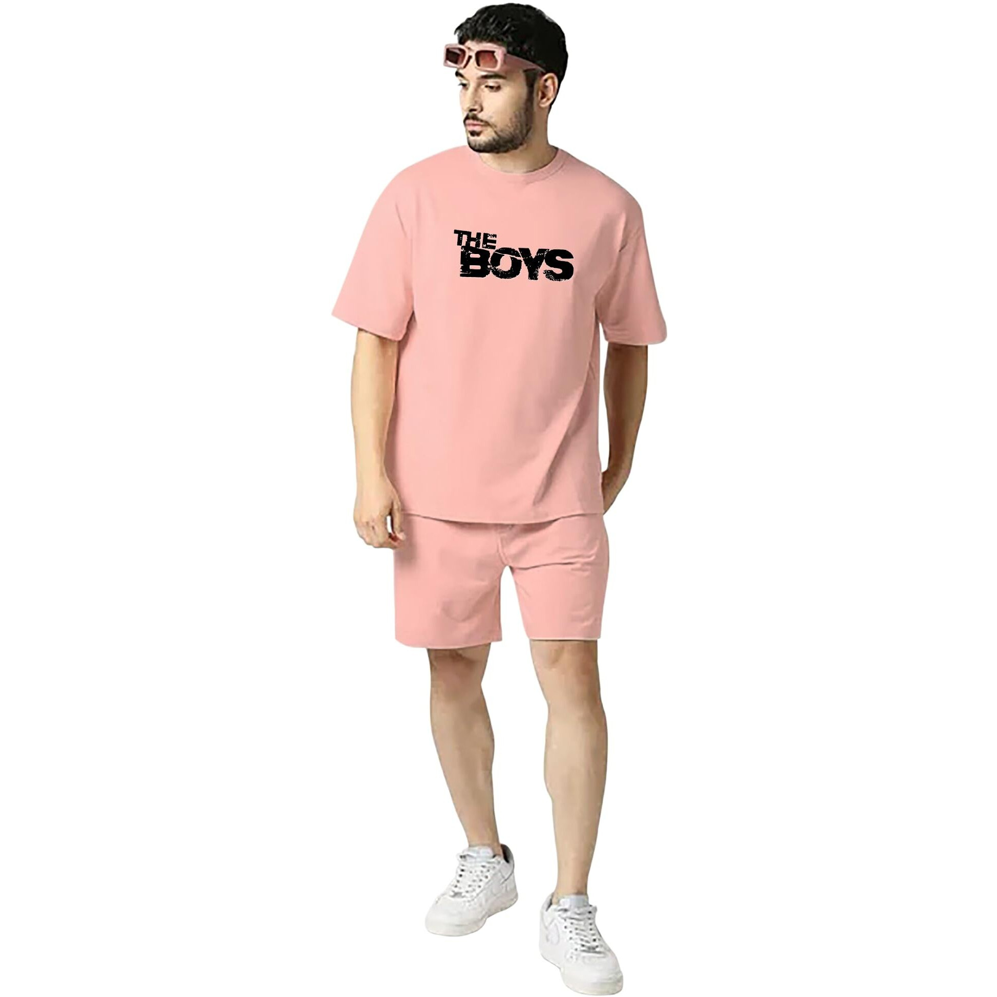 Royalscout Mens Night Suit | Men's Co-Ord Set | Lounge-Wear Night Dress Pajama Set | Summer Night Wear | Solid Plain Casual Pajama Shorts Set | Beach Wear (Xl, Peach)
