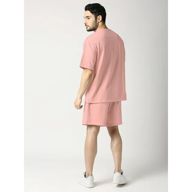 Royalscout Mens Night Suit | Men's Co-Ord Set | Lounge-Wear Night Dress Pajama Set | Summer Night Wear | Solid Plain Casual Pajama Shorts Set | Beach Wear (Xl, Peach)