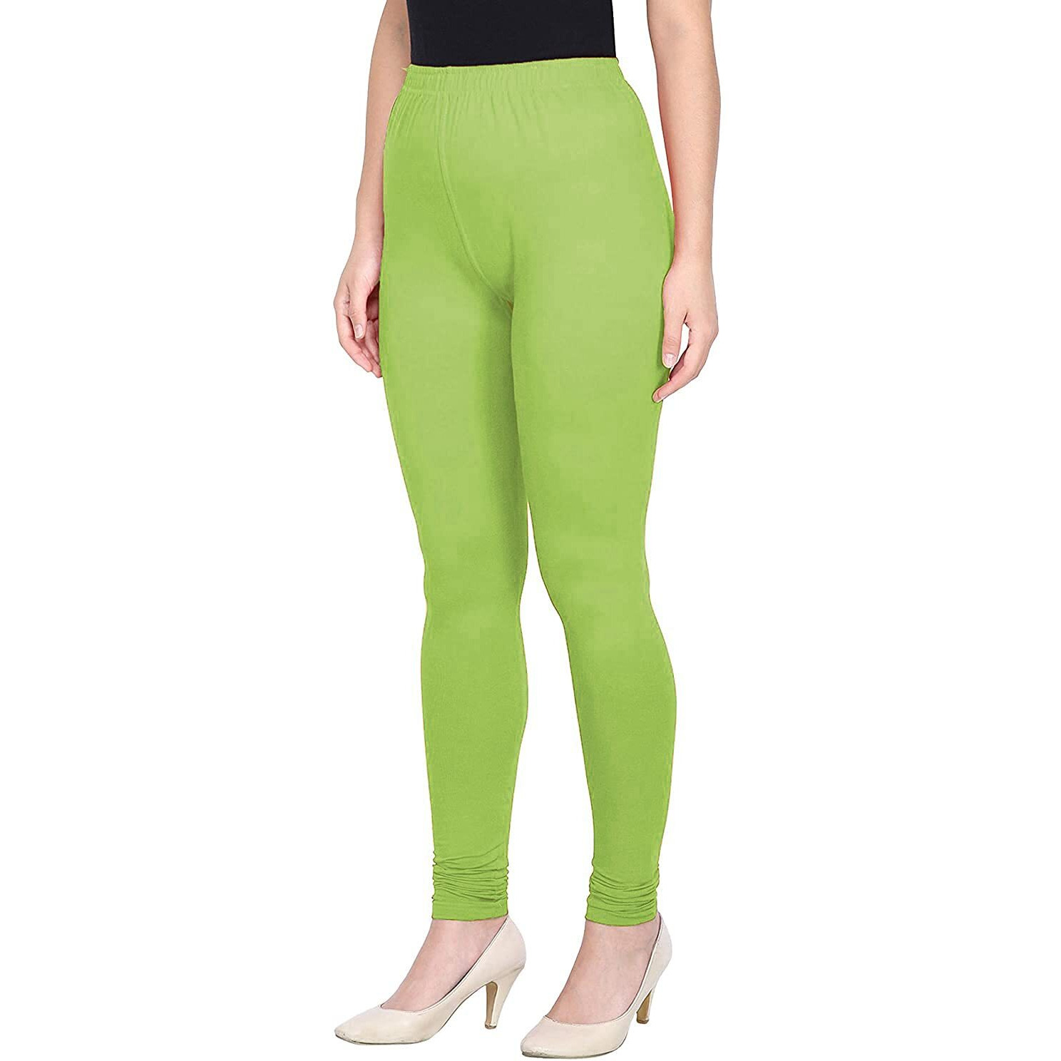 Shasmi Women's Stretch Leggings Chudidar Green Pista 38_Apple M