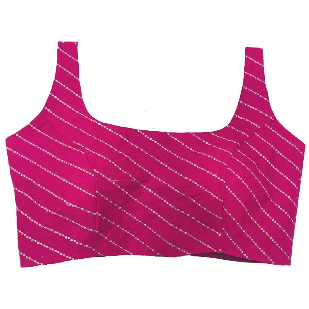 Vihu Fashion Women Phantom Silk Thread & Sequin Work Sleeveless Saree Blouse Pink